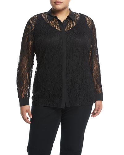 Harla Long-sleeve Lace Blouse,