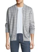 Men's Diamond Print Mock Neck Full Zip