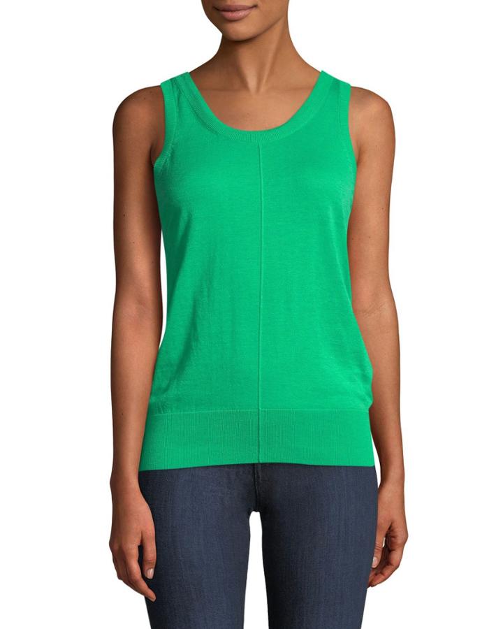 Folded Cotton-cashmere Ribbed Tank Top