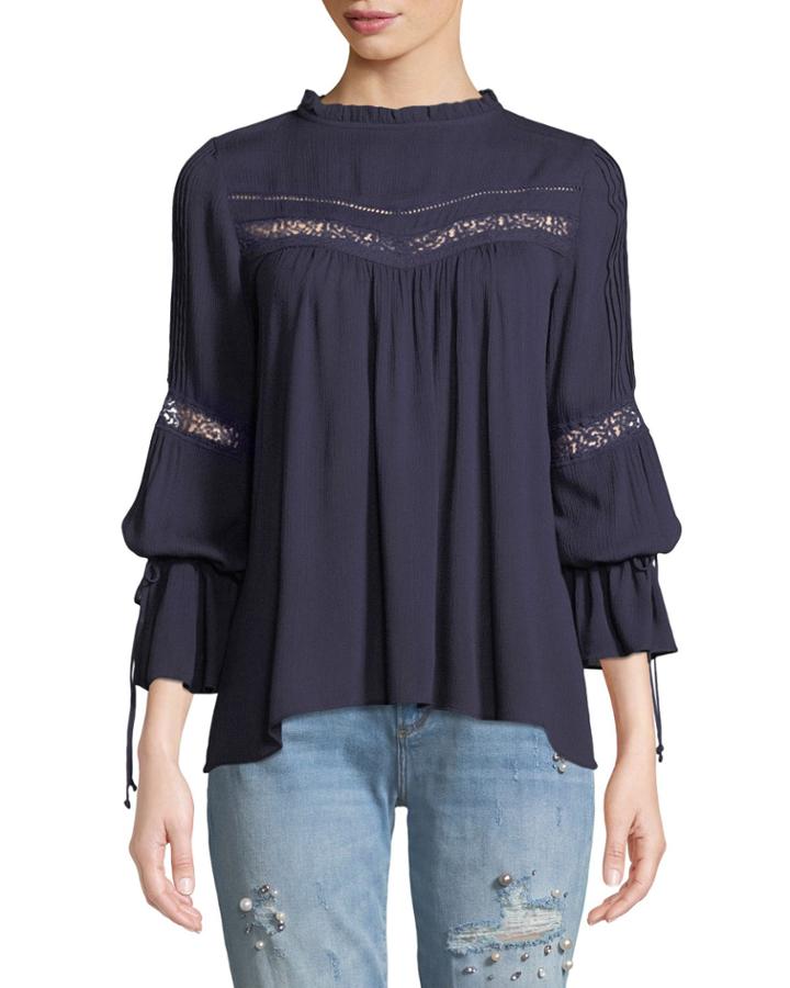 Lumie Victorian Lace-trim Peasant Blouse