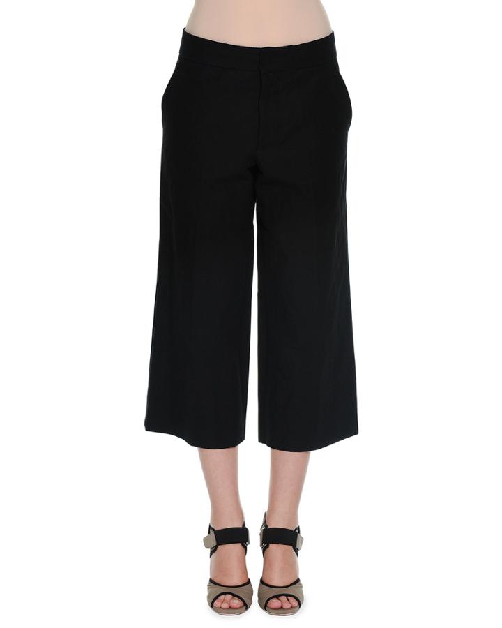 Twill Cropped Wide-leg Culottes