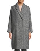 Long-sleeve Chevron Coat W/monili Trim