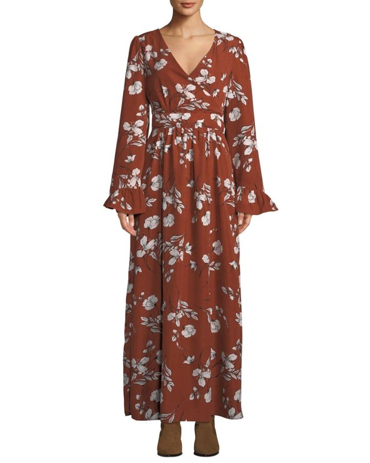 Hailey Ruffle-sleeve Maxi Wrap Dress