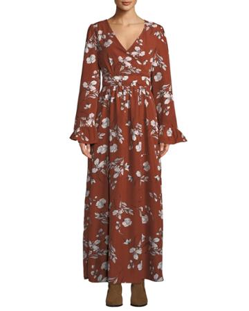 Hailey Ruffle-sleeve Maxi Wrap Dress