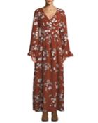 Hailey Ruffle-sleeve Maxi Wrap Dress