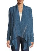 Cable-knit Open-front Cardigan With Zipper Detail