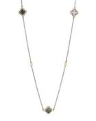 Long Two-tone Clover Spike Station Necklace