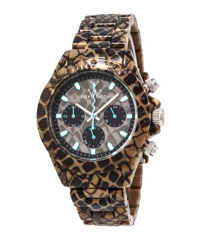 Imprint Reptile-plasteramic Chronograph Watch, Taupe
