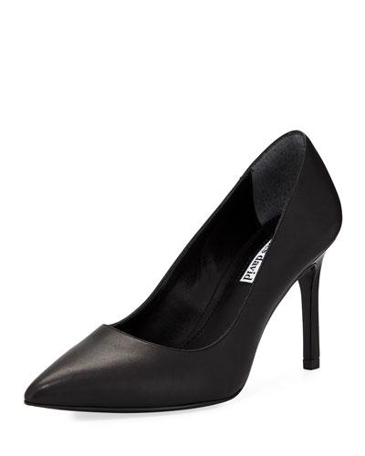 Denise Smooth Leather Pump, Black