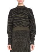 Crewneck Tiger-jacquard Cropped Pullover