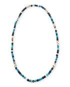 Long Single-strand Agate Necklace, Blue