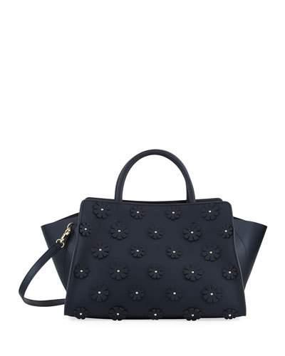 Eartha East-west Floral Applique Leather