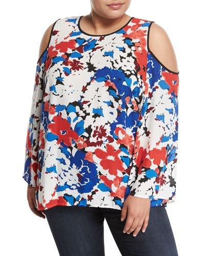 Floral-print Bell-sleeve Blouse,
