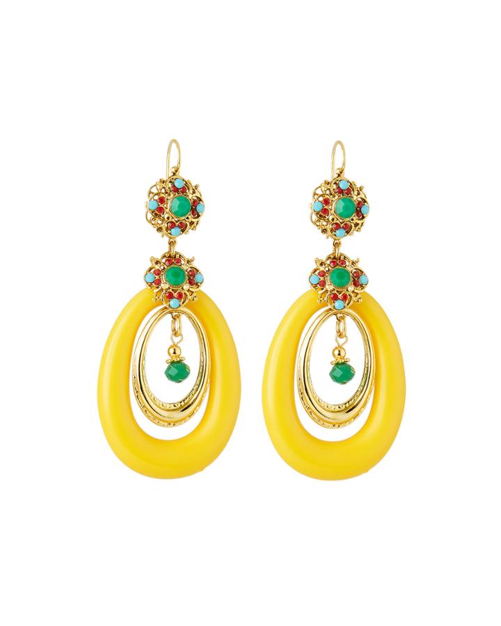 Lucite&reg; Hoop Drop Earrings, Yellow