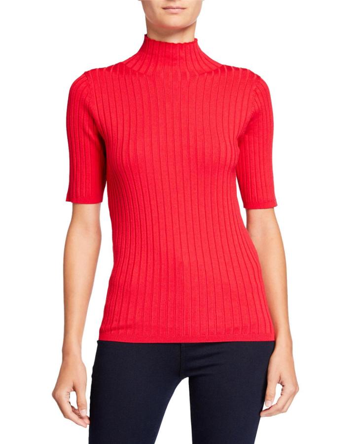 Short-sleeve Turtleneck Rib