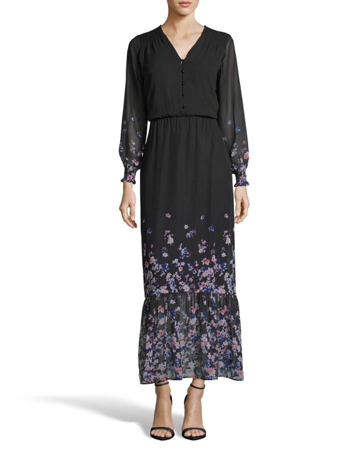 Floral Smocked Flounce-hem