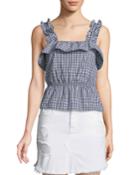 Ruffled Gingham Peplum Top