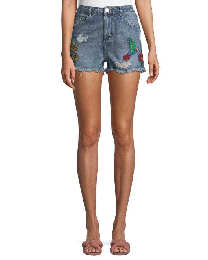 Embroidered Raw-hem