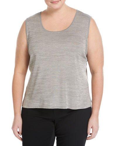 Scoop-neck Knit Tank, Gray,