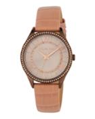 33mm Lauryn Crystal Watch W/ Leather, Rose/pink