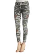 Halle Mid-rise Super-skinny Jeans, Camo Floral