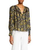 Tarry Printed Lace-inset Blouse