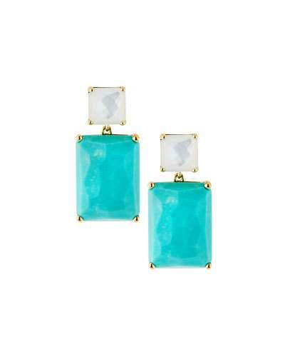 Rock Candy&reg; Snowman 18k Rectangle Drop Earrings In Pearl/turquoise