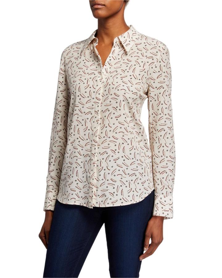 Julianne Successive Shapes Silk Button-down Blouse