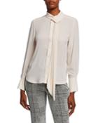 Tie Neck Button Down Top
