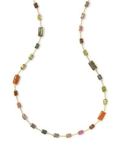 18k Gold Rock Candy Multi-stone Necklace In Fall Rainbow,