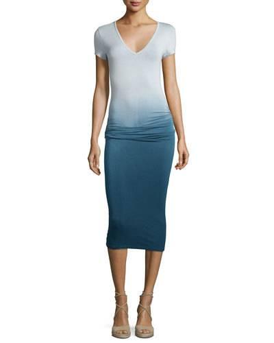 Araya Ruched Ombre Dress, Cobalt Ombre