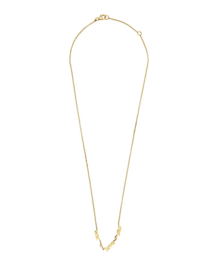 18k Yellow Gold Diamond Love-text Necklace