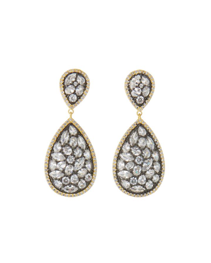 Rose-cut Cubic Zirconia Large Drop Earrings