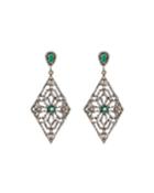 Emerald & Diamond Kite Drop Earrings