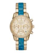 37mm Jet Set Chronograph Bracelet Watch, Golden/blue