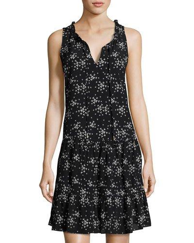 Romy Leaf-print Shift Dress, Black Pattern