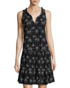 Romy Leaf-print Shift Dress, Black Pattern