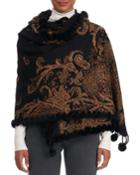 Cashmere Stole With Rex Rabbit Fur Trim