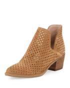 Danese Perforated Suede Bootie, Camel