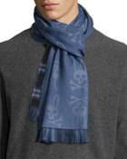 Psycho Bunny Plaid Bunny Fringe Scarf, Navy/blue,