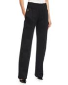 Pleated-waist Straight-leg Trousers