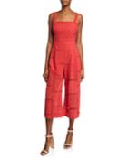 Ashton Sleeveless Tie-back Eyelet Crop Jumpsuit