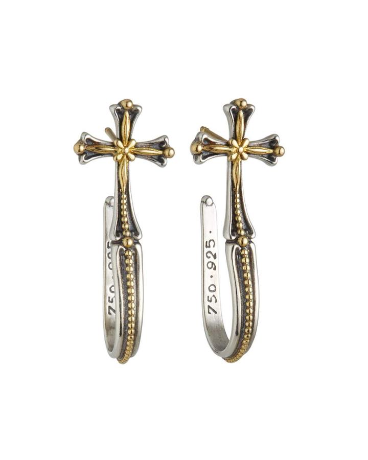 Cross Hoop-drop Earrings