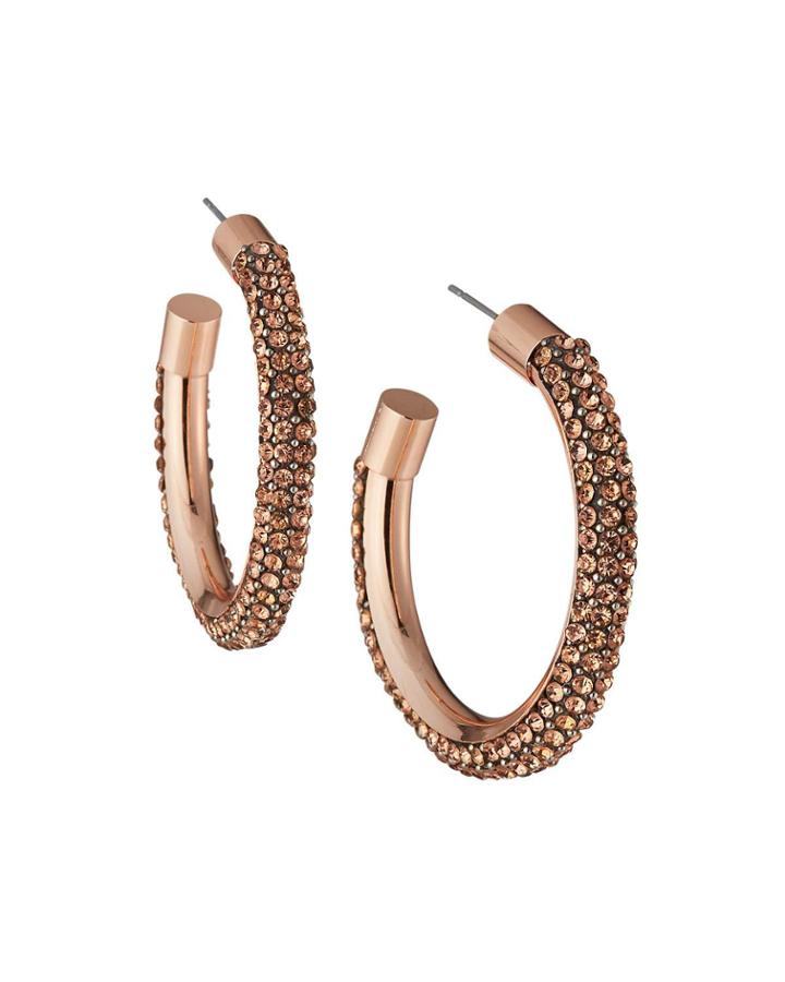Crystal Pave Hoop Earrings, Rose