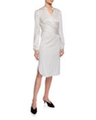 Vertical Striped Draped Dress