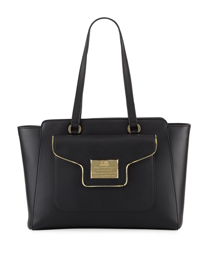 Metallic-welt Shoulder Tote Bag