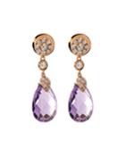 18k Rose Gold Diamond & Amethyst Teardrop Earrings