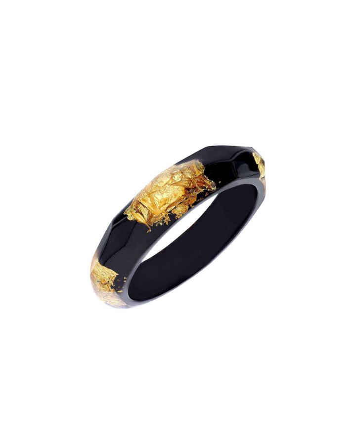 Faceted Bangle Bracelet, Black/gold