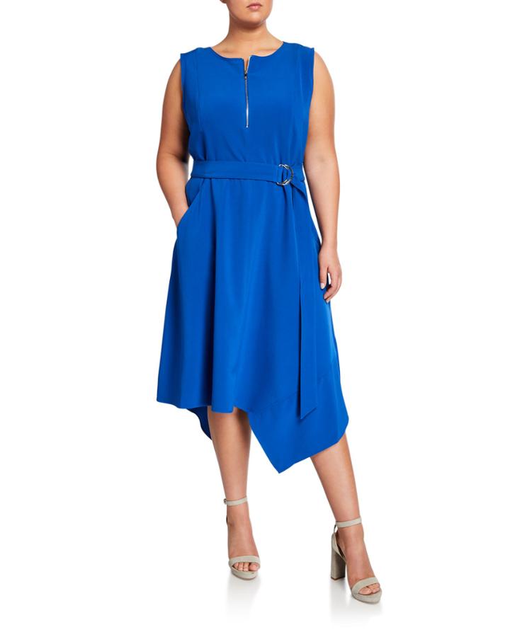 Plus Size Sleeveless D-ring Asymmetric Dress