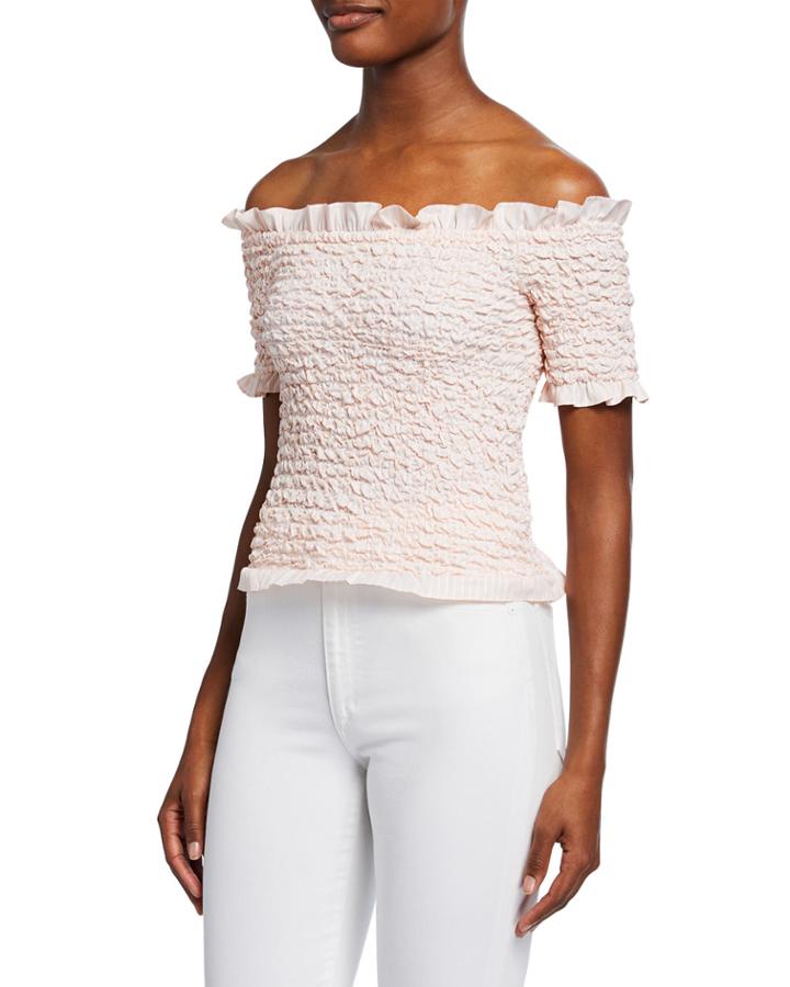 Off-the-shoulder Popcorn Top